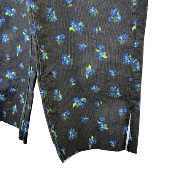 WeWoreWhat Ditsy Floral Print Slouchy Slit Overalls XS Black Blue Adjustable - Picture 7 of 10